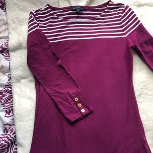 Tommy Hilfiger White and Magenta Striped Top